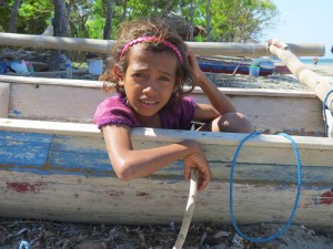 Atauro girl in fishing boat Timor-Leste